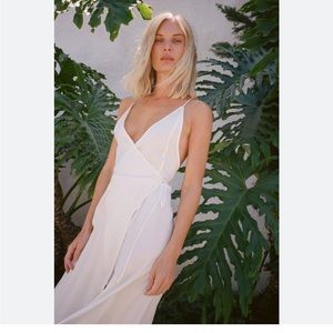 Fame and Partners-cream wrap dress